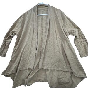 Womens M/L Oversized Gauze Textured Open Front Cardigan Top Lagenlook Boho